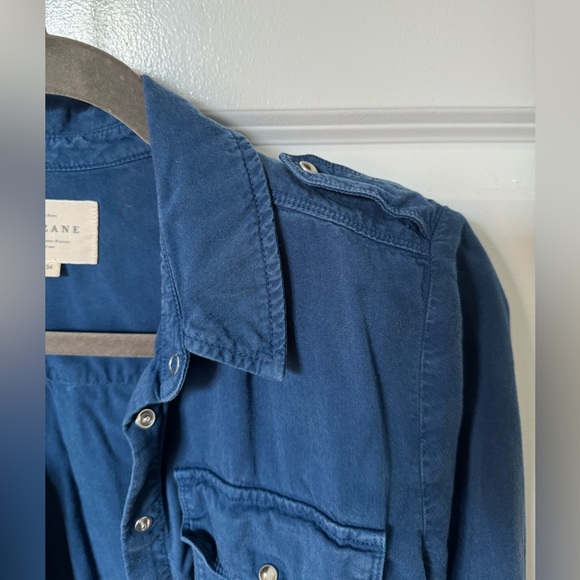 Sezane Davania Blue Snaps Button Down Shirt Size 4 - Picture 6 of 8